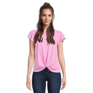 Time and Tru Women's Twist Top with Short Sleeves